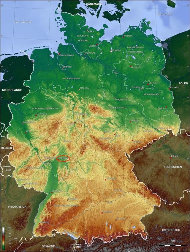 Mapa wysokościowa Frankfurtu