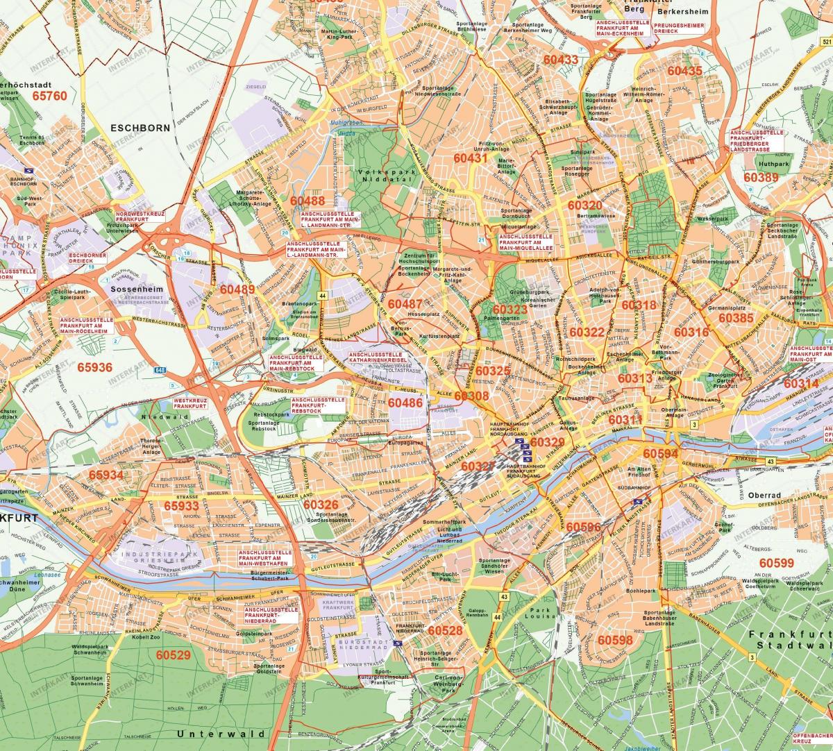 Frankfurt zip codes mapa