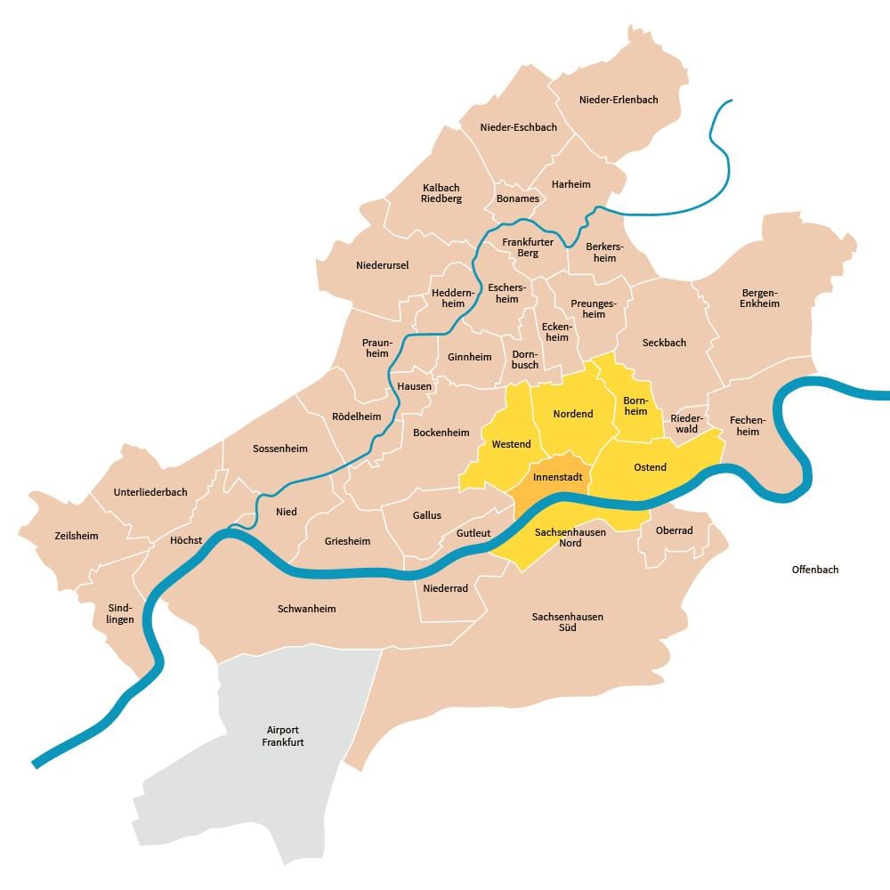 Mapa dzielnicy Frankfurt